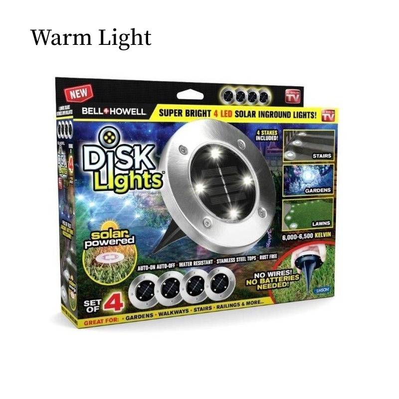 

Howell Bell Disk Lights Solar Powered Led Outdoor Lights As Seen On Tv 4 Pack Warm Light