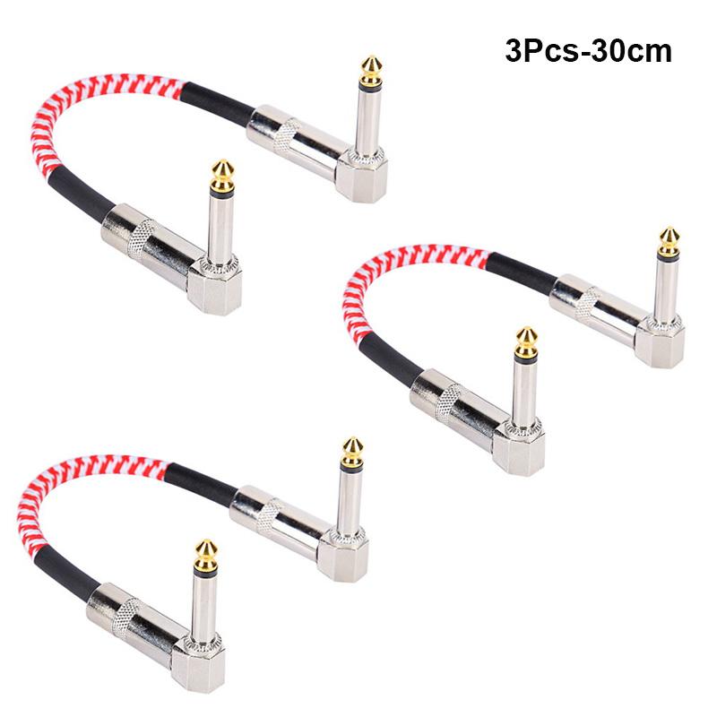 1/3Pcs Guitar Effect Pedal Patch Cable 6.35Mm Cord Low Noise Shielded Audio Cable Electric Guitar Color Braided Cable 15/30Cm