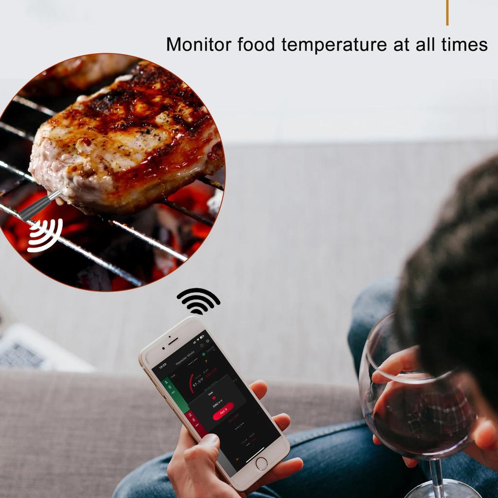 Smart Wireless Meat Food Thermometer Kitchen Cooking Tool Oven Grill BBQ Steak Bluetooth Temperature Meter Barbecue Accessories
