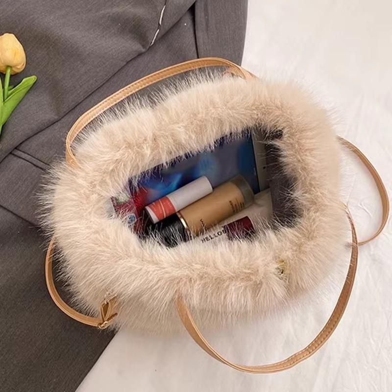 Fluffy Faux Fur Shoulder Bag Women Casual Square Crossbody Bag Luxury Designer Plush Handbag for Ladies