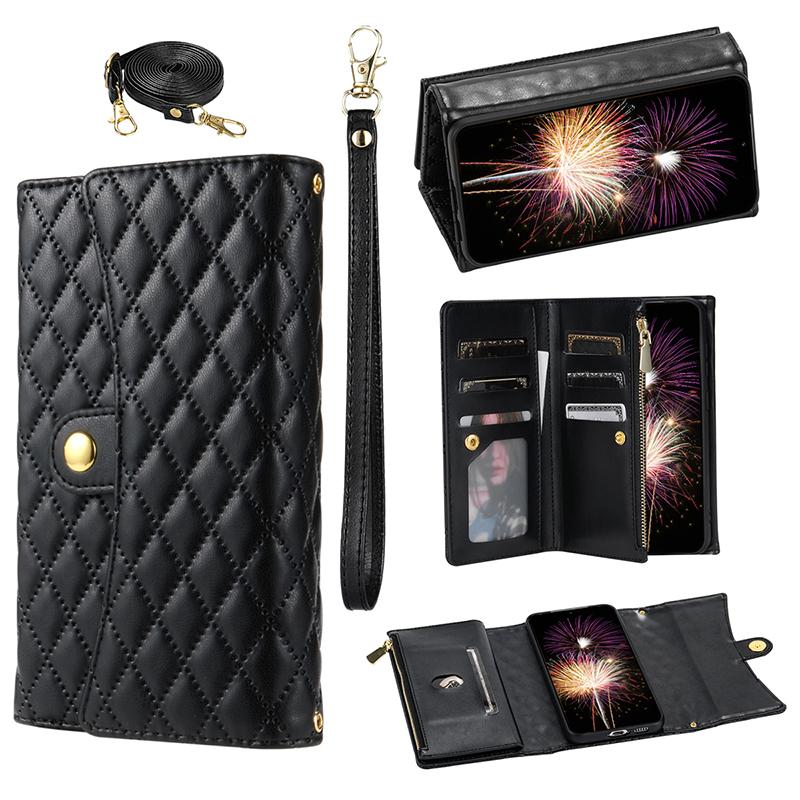 

BKS-002 For Xiaomi Redmi Note 13 5G Anti-Scratch Wallet Case PU Leather Phone Cover Zipper Pocket Stand Black