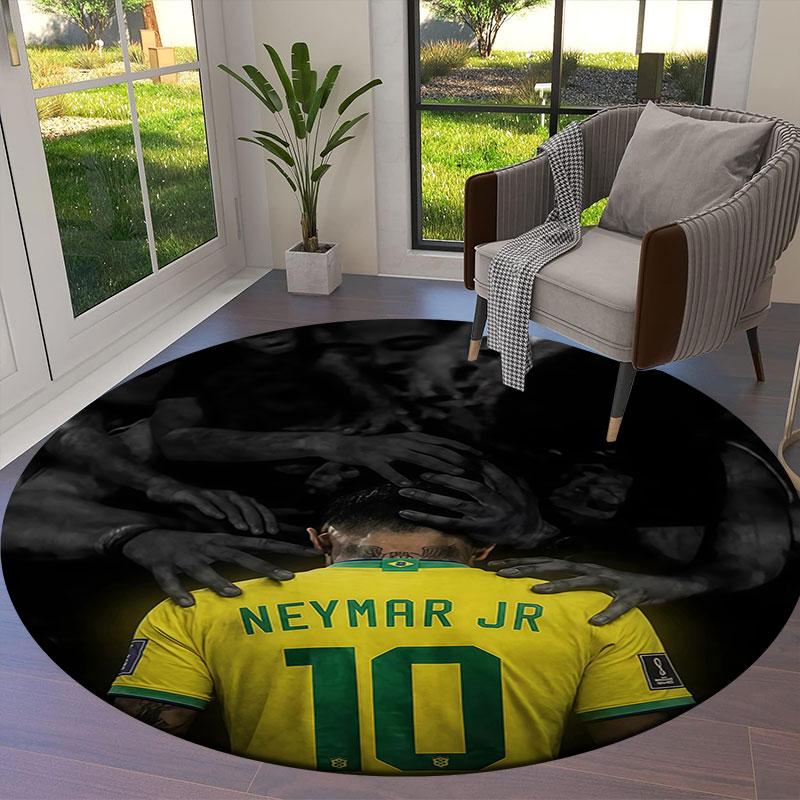 Neymar Round Area Rug,Carpet Rug for Living Room Bedroom Sofa Playroom Decor,Non-slip Floor Mat