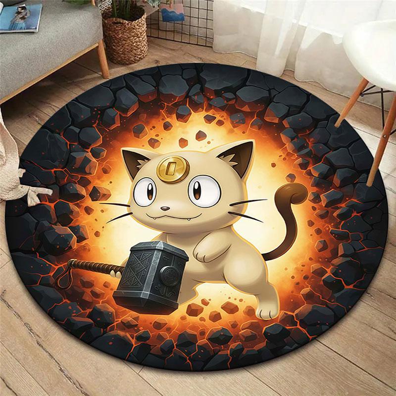 Cartoonflames Round Area Rug,Carpet Rug for Living Room Bedroom Sofa Playroom Decor,Non slip Floor Mat