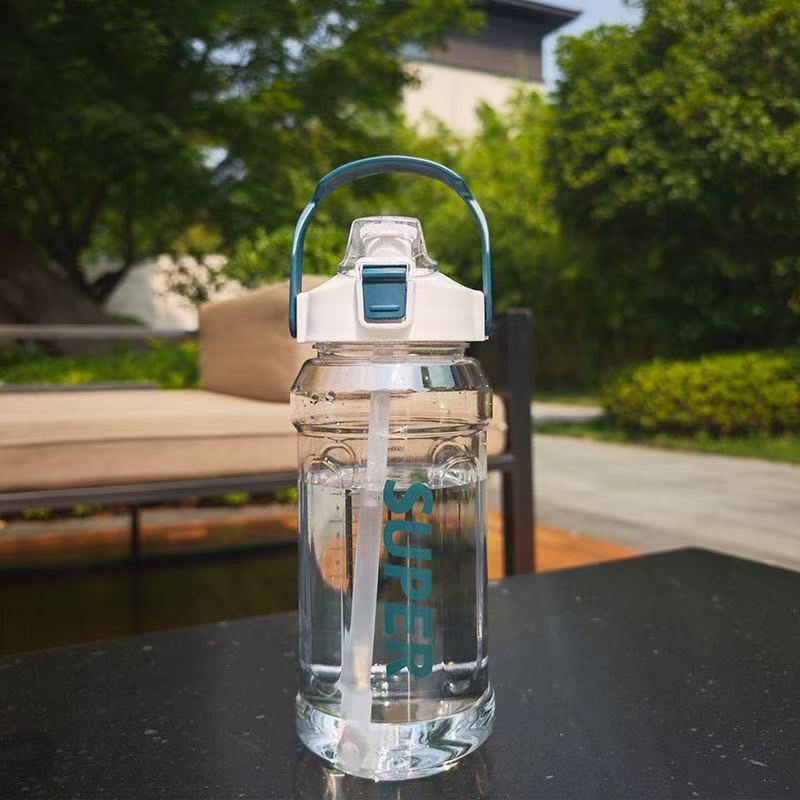 Large Capacity Portable Sports Water Bottle with Straw