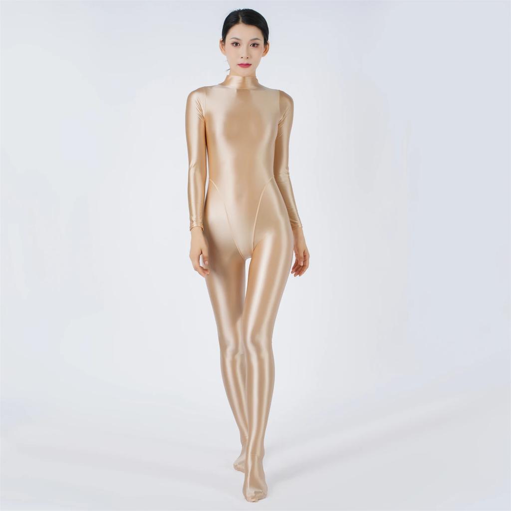 Sexy Women'S Jumpsuit High Elastic Satin Shiny Shaperwear Bodysuit Woman Clothing Nightclub Dance Wear Elegant Party Tights