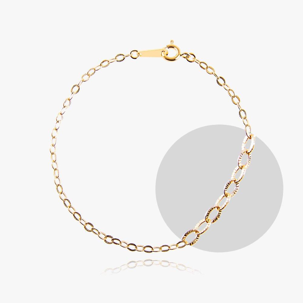 14K 18K Hollow Scallop Cut Oval Chain Gold Bracelet
