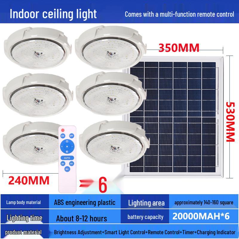 LED Solar Ceiling Light for Bedrooms, Living Rooms, Indoor and Courtyard Spaces - One-to-Two/Three/Four/Five/Seven Light Options