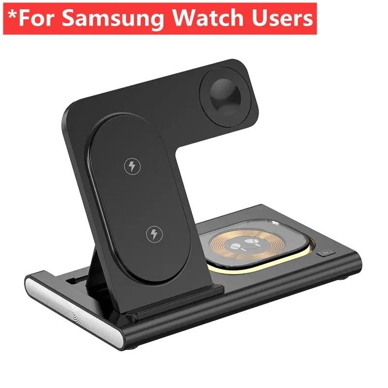 3 In 1 Wireless Charger Stand Pad For Samsung S22 S21 Galaxy Watch 5 4 Active Buds iPhone 15 14 13 12 11 Fast Charging Dock Station