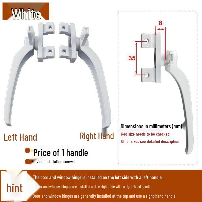 Zhiggonggujin Aluminum Alloy Casement Window Handle 38 Type White
