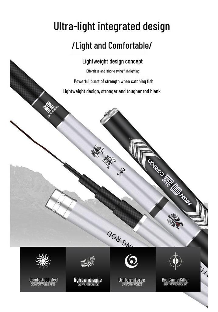 Ultra-light Ultra-hard Carbon Fiber Fishing Rod for Carp and Crucian Carp, 28-tone Taiwan Style Fishing Tackle Set