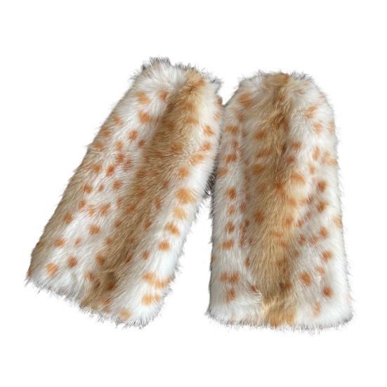 Leopard Print Leg Warmers Women Girls Faux Fur Fuzzy Leg Warmers Cozy Furry Boot Covers Shoes Cuff Cover for Parties Street Winter Daily Wear