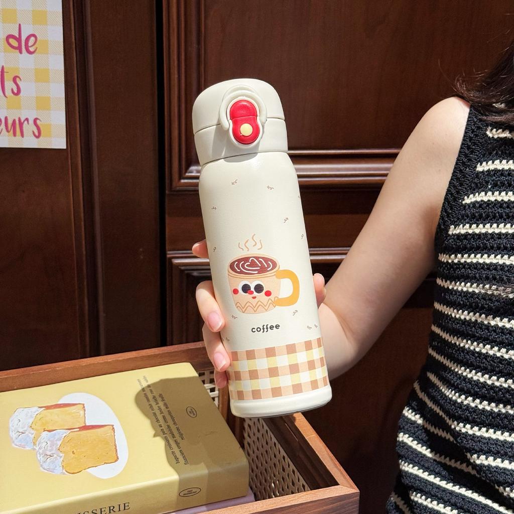 Dröm dubbel drickkopp dubbel drickning med vinden termoskopp kvinnlig söt student rostfritt stål vattenkopp med sugrör direkt drickning