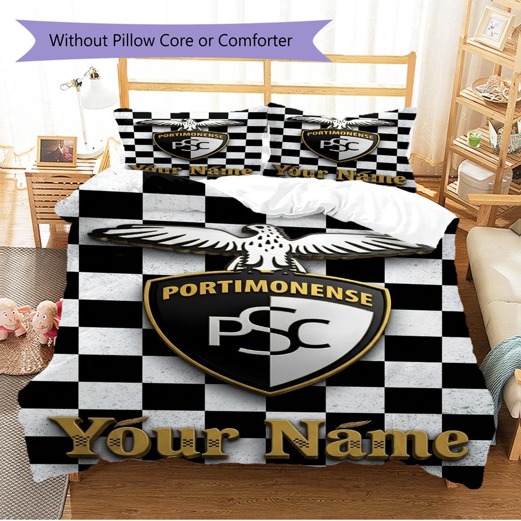 Name Custom Portimonense SC Pattern Bedding Set Quilt Cover Pillowcase Home Decor Gift (1 * Duvet Cover + 2 * Pillowcase, Without Core)