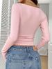 New Autumn/Winter 2025 European Lace Button V-Neck Slim Fit Long Sleeve Women's Top