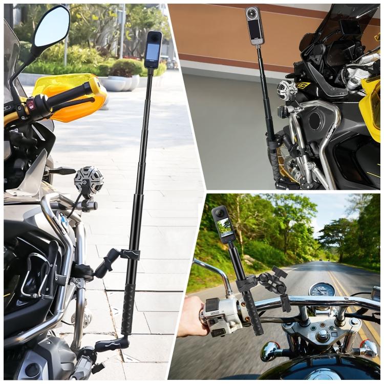 PULUZ Soporte de Liberación Rápida para Ciclismo con Juego de Palo Selfie de 150 cm, Pinzas Dobles Tipo Cangrejo y Simples, Soporte Fijo para Manillar (Negro)