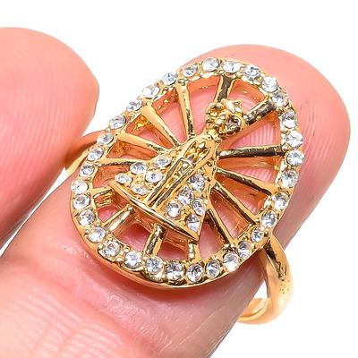 Natürlicher Zirkonia Edelstein Handgefertigt 925 Sterlingsilber Ring Größe 9 D5O04