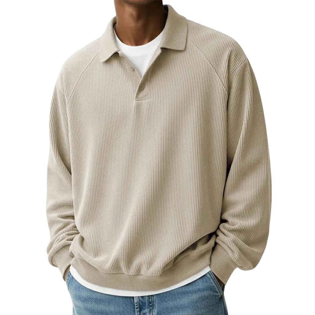 Men's Sweatshirt Basic Quarter Button Pullover Casual Long Sleeve Top For Fall Winter