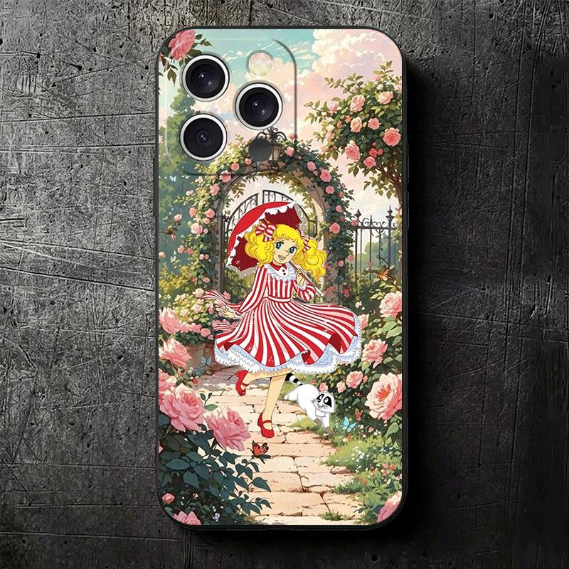 Anime Candy Candy Soft Phone Case for iPhone 16 16E 17 Air 15 Pro Max 14 Plus 13 Mini 11 12 7 Black Cover Back Shell