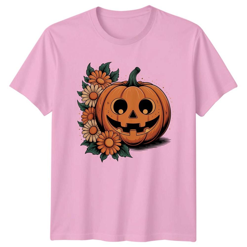 Smiling Jack O Lantern TShirt Floral Halloween Autumn Gift For Him And Her