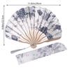 1Pc Japanese Style Shell Shaped Fan With Storage Bag Silk Cloth Bamboo Folding Fans Single-Side Flower Curved Fanbone Hand Fan