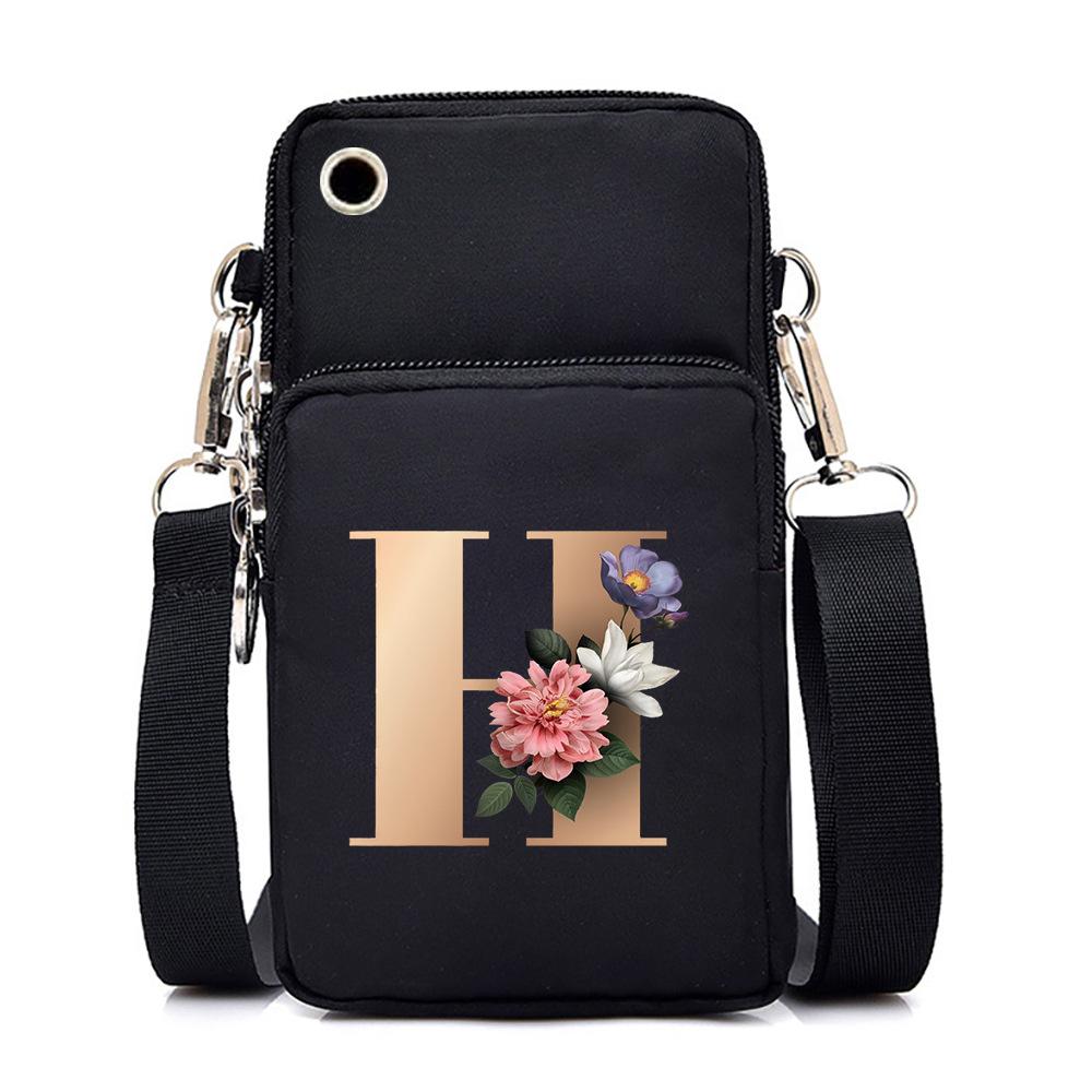 26 letter printed change bag, mobile phone bag to map, light to carry multi-function messenger bag