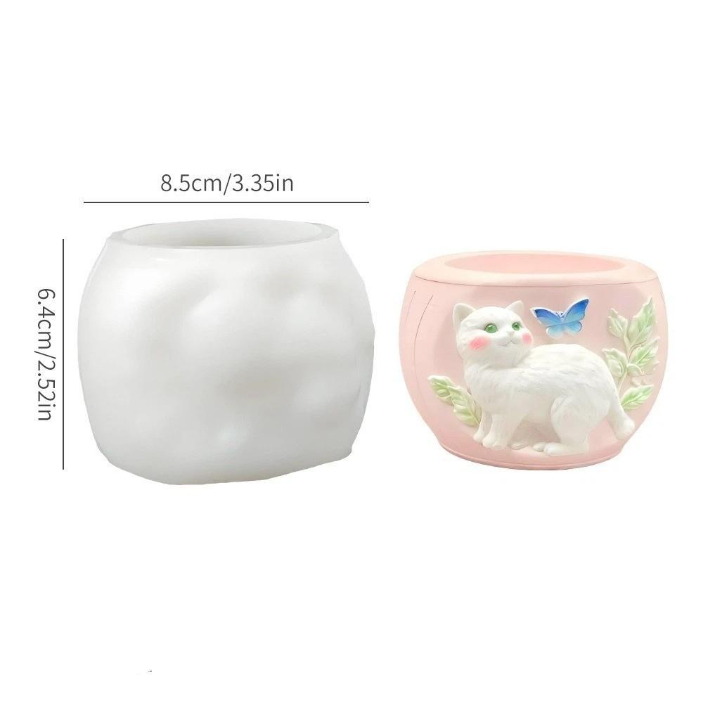 Cat Shape Silicone Flowerpot Mold Non-stick Soft Candle Cup Mold Eco-Friendly Handmade Planter Mold DIY Crafts Making