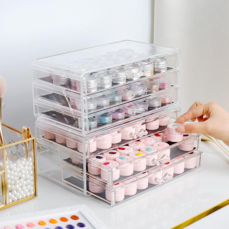 5Pcs 3/5G Empty Plastic Nail Art Cosmetic Round Containers Jar Small Sample Cream Pot Nail Gel Powder Box