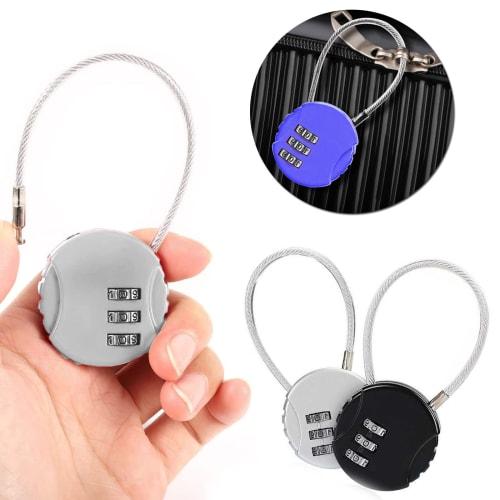 Shanado Padlocks, Wire Locks, Set of 2, 3-Digit Combination Locks, Zinc Alloy, Secondary Lock, Easy To Set, Secure, Compact, Convenient, Waterproof, A