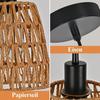 Rattan-Hängeleuchte NETTLIFE, 1-flammig, Natürliches Rattan, Boho-Chic-Design, Schwarzes Metall, Säule, E27-Leuchte für Esszimmer, Wohnzimmer