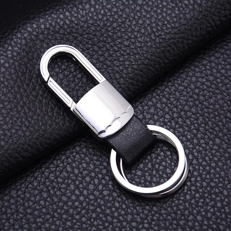 Men's Genuine Leather & Metal Car Keychain Pendant Gift