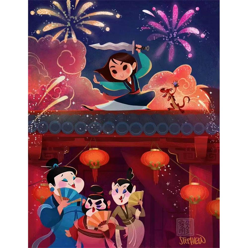 Disney Classic Princess Collection Q Version 5D Diamond Painting Full of Diamonds DIY Handmade Diamond Painting Cartoon Decorative Painting Kit