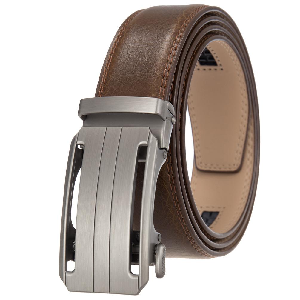 1Pcs Fashion Automatic Buckle Belt, Men'S Belt, Two-Layer Cowhide, Belt Belt Ly36-35409-1