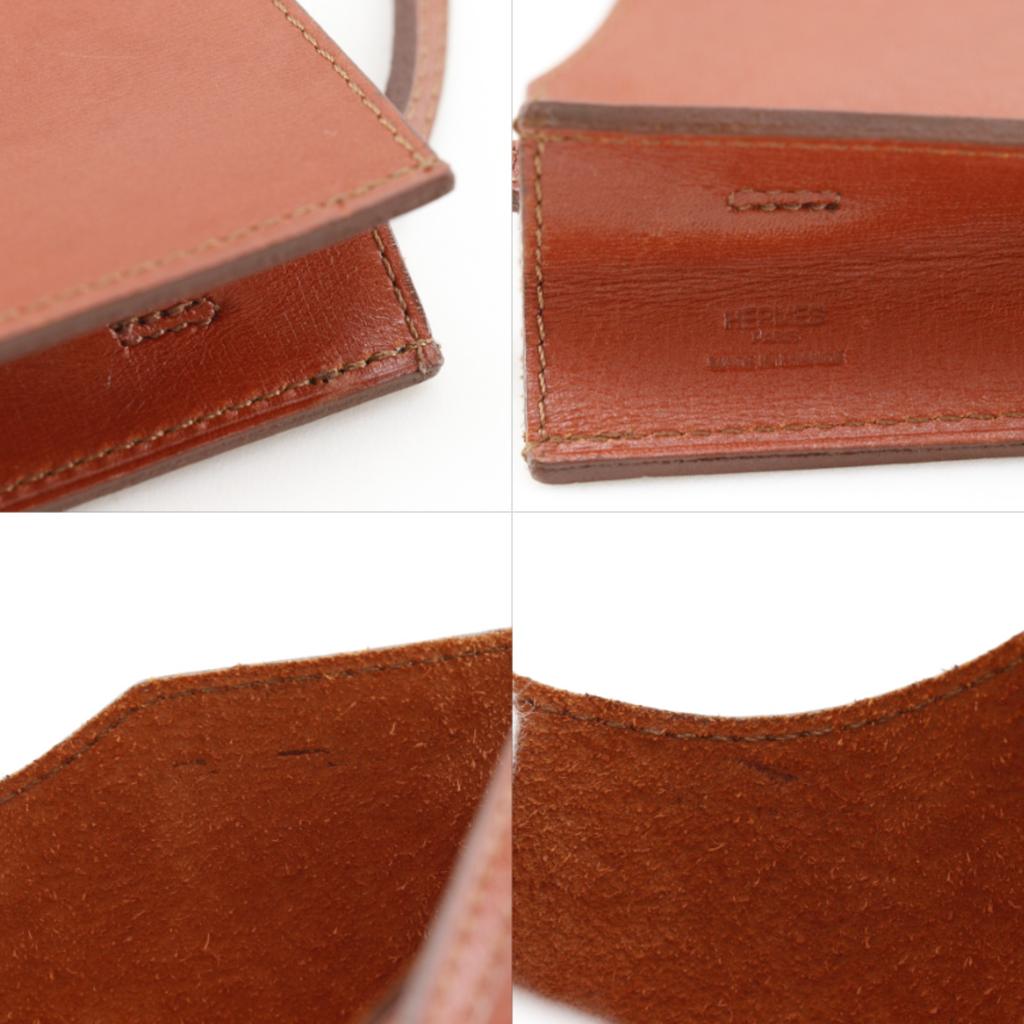Hermes Omenito Shoulder Bag Red Tea Box Carf Unisex Used