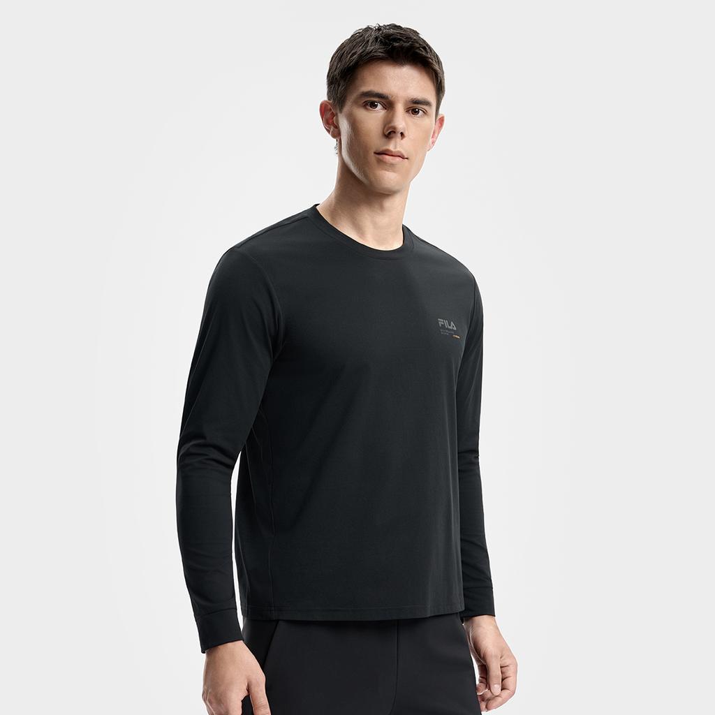 Fila Fitness Casual Fashion Simple Loose Knit Long Sleeve T-Shirt Men Tops A11M541214FBK