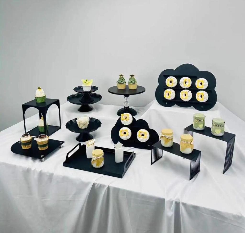 Silver Dessert Display Stand for Corporate Coffee Break and Afternoon Tea