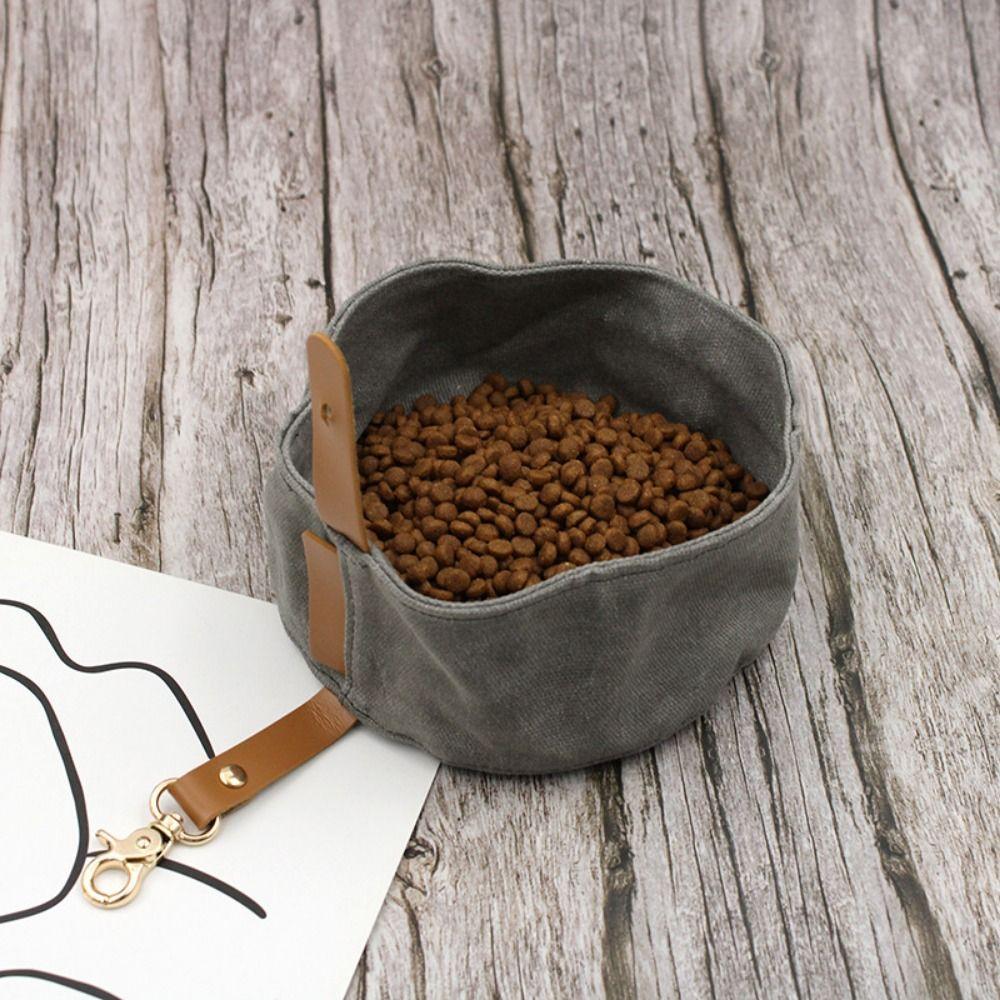

Waterproof Foldable Dog Bowl Universal Pet Food Bowl Portable Canvas Dog Bowl Travel сірий