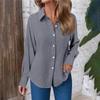 Women's Fashion Casual Solid Color Split Button Long Sleeve Shirt Top
