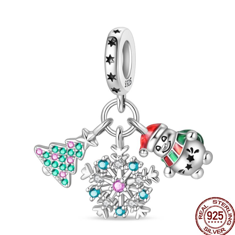 Copper Copper Snowman Gingerbread Santa Claus Ornaments Beads Suitable For 3Mm Original Bracelet Diy Jewelry