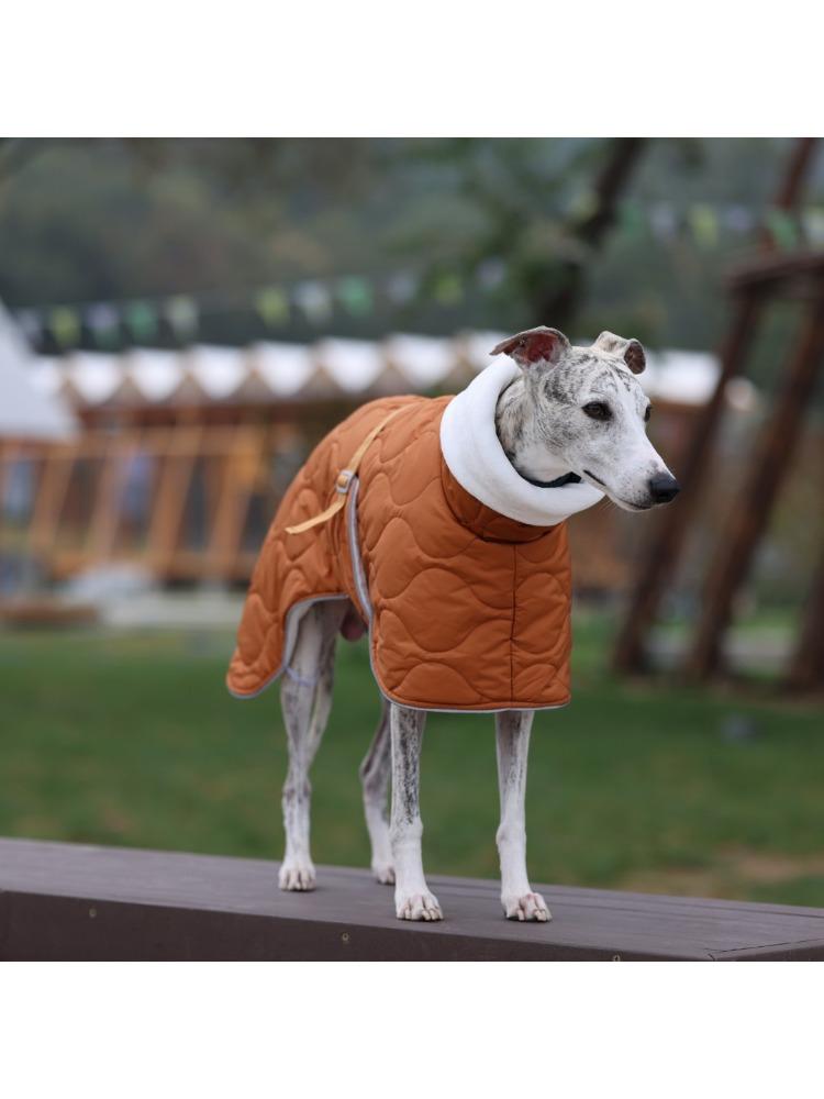 Turtle Neck Winter Dog Coat,Warm Jumpsuit Outfit for Greyhound Whippet Large Breed,Adjustable Drawstring & Strap Design Cloak