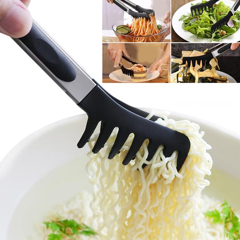 Stainless Steel Noodle Tongs Non-Slip Handle Heat-Resistant Chuck Easy To Store Multi-Functional Food Tongs