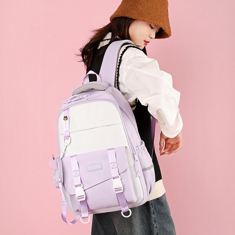 Rucksack mit großem Fassungsvermögen für Schüler und Oberstufenschüler Strapazierfähig Waschbar Schwarz Niedlich Doppelschultertasche Schultasche