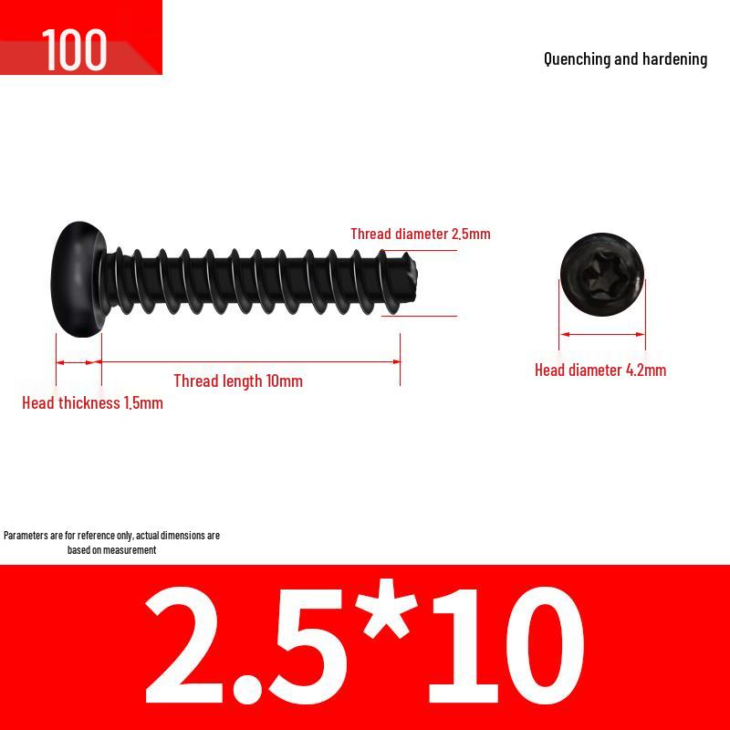 Black Zinc Plated M2 Pan Head Anti-Theft Hex Screws, Flat Tail, Self-Tapping