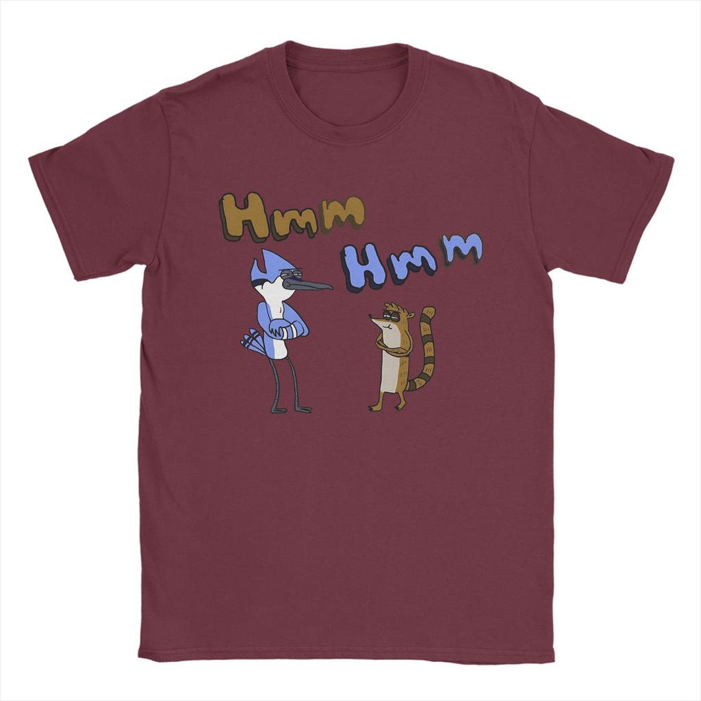 Unique Hmm Hmm Regular Show TShirts for Men Crew Neck Pure Cotton T Shirts Short Sleeve Tee Shirt Gift Idea Tops