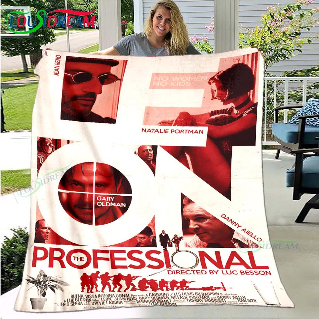 Hot Famous Movies Leon Jean Pattern Blanket Flannel Thin Blanket Portable Home Travel Office Lunch Break Blanket Birthday Gift