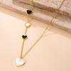 European Stainless Steel Heart Mother-of-Pearl Pendant Necklace with Versatile Tassel Clavicle Chain