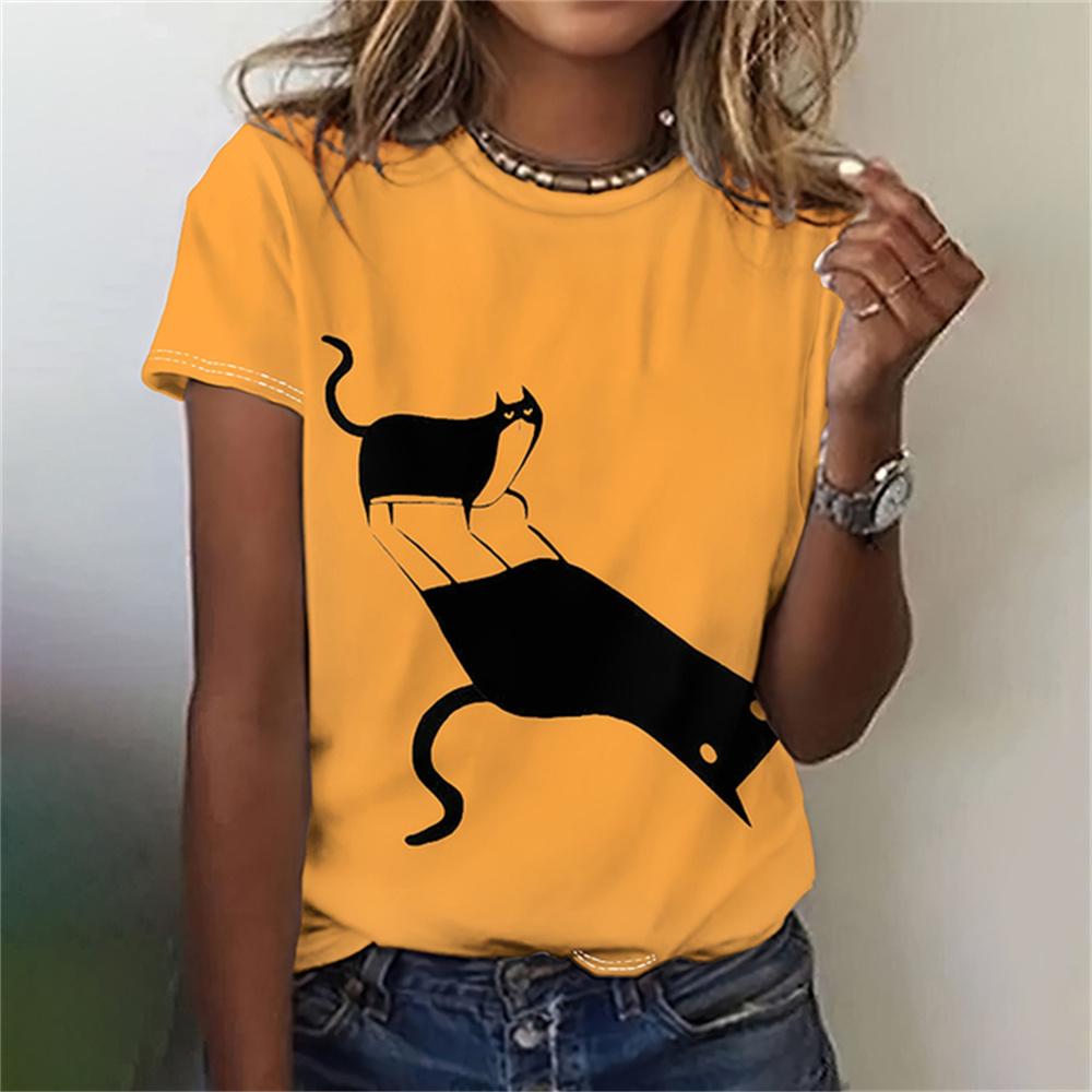Cute Cartoon Cat Women's T-Shirts Fashion Top 3d Cute Animals T Shirt Women Casual Short Sleeve O-Neck Oversized Female Clothing