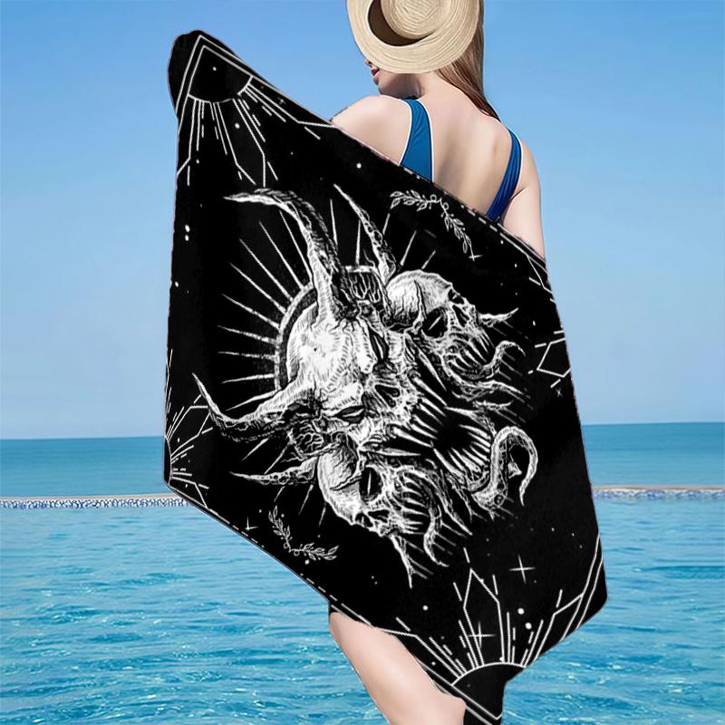 Totenkopf Gotischer Ziegenkopf Strandtuch, Super Weiche Mikrofaser, Geschenk für Sie/Ihn, Geburtstag, für Pool, Strand, Reisen, Heimdekoration Fan Geschenke