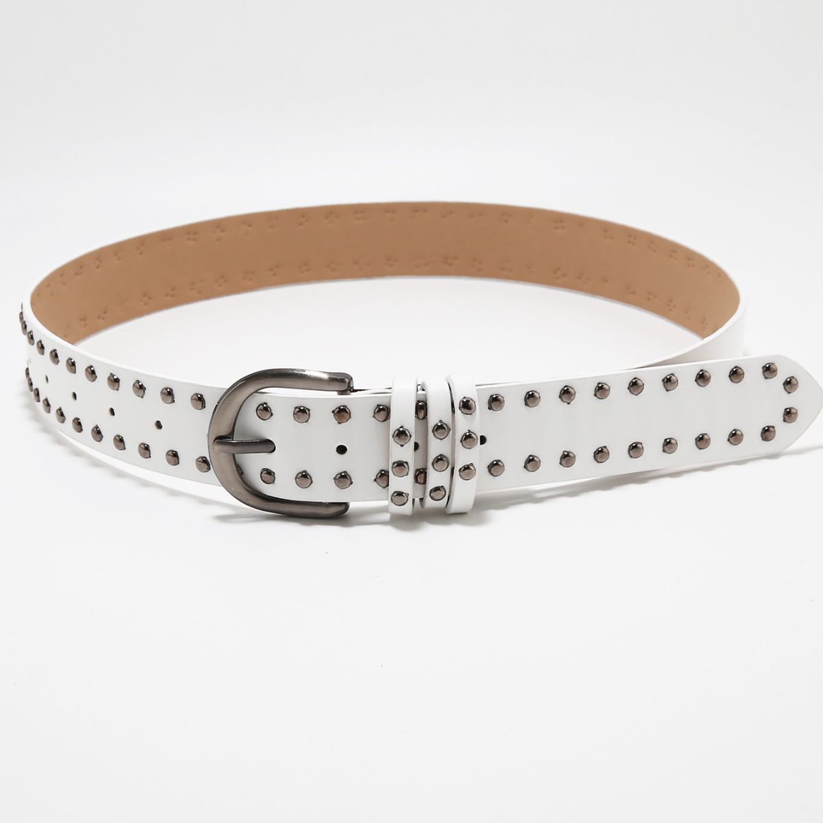 

Пояс Панк Похудение Женский Хип-Хоп Пояс Стильный Клепаный Черный Повседневный Брючный Пояс белый