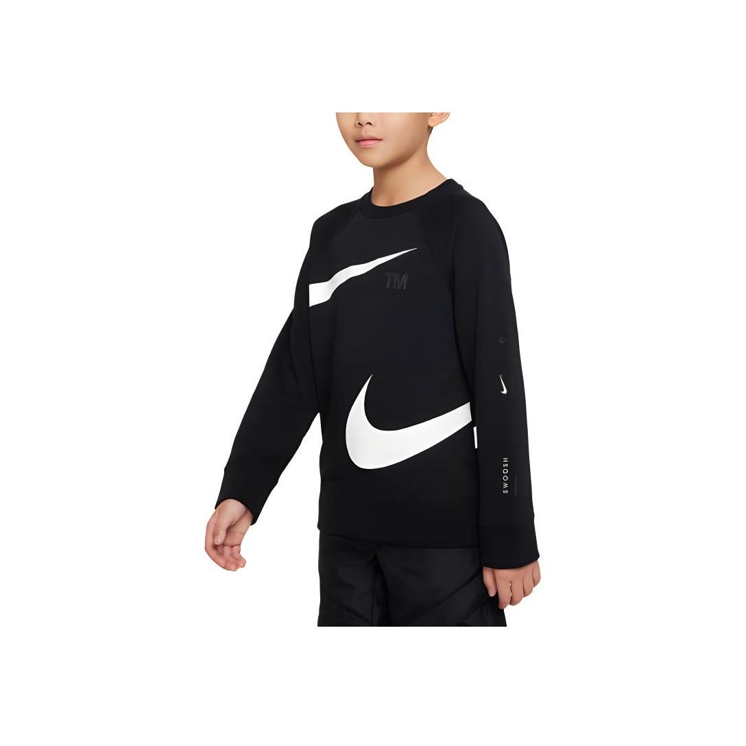 

Nike Swoosh Comfortable Ribbed Soft Long Sleeve Sweatshirt Kids sweatshirt Black White DV8119-010 XL