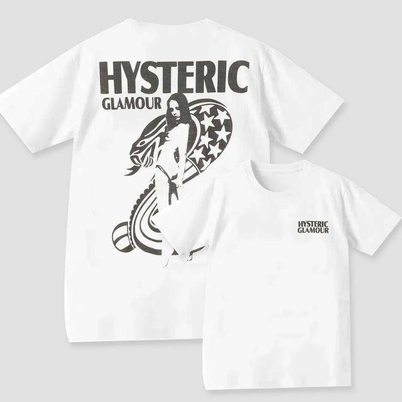 2025 Summer New High Quality HYSTERIC Printed Graphic T-shirts Men and Women Short Sleeved High Quality T-shirts Street Wear S